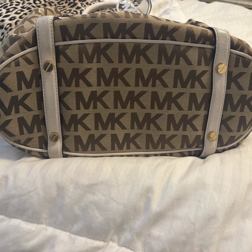 Michael Kors Tan and Brown Satchel with Monogram Print - Picture 3 of 10